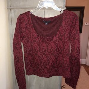 Cropped maroon long sleeve